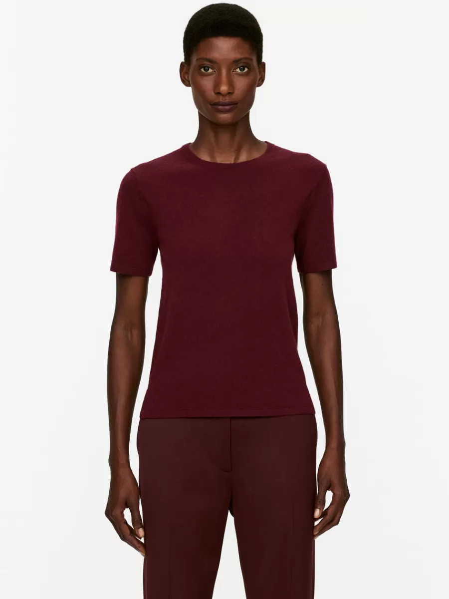 Cheap ARKET Cashmere T-Shirt Burgundy