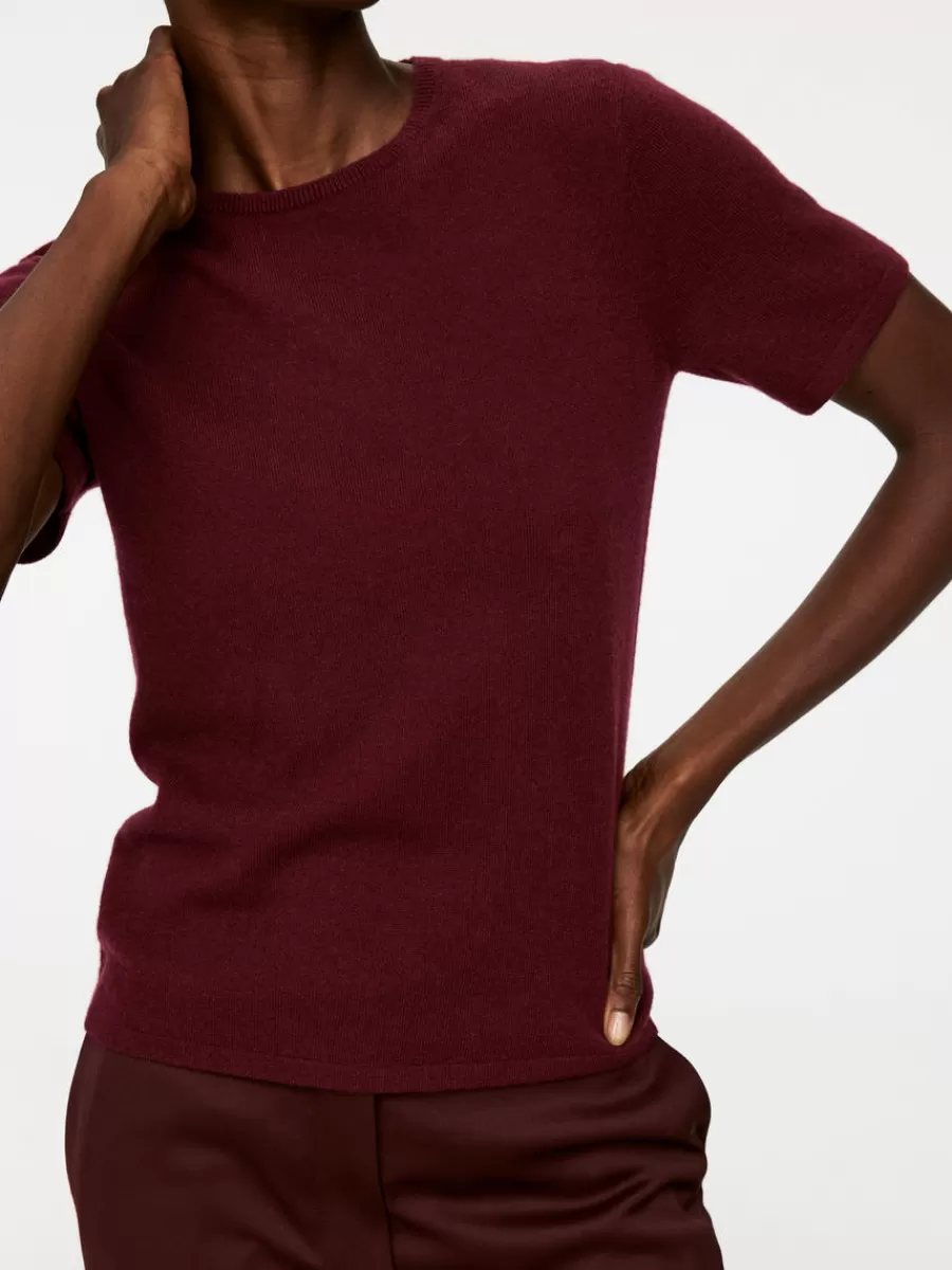 Cheap ARKET Cashmere T-Shirt Burgundy