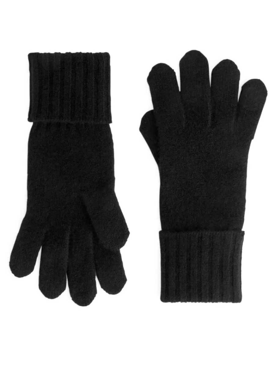 Discount ARKET Cashmere-Blend Gloves Black