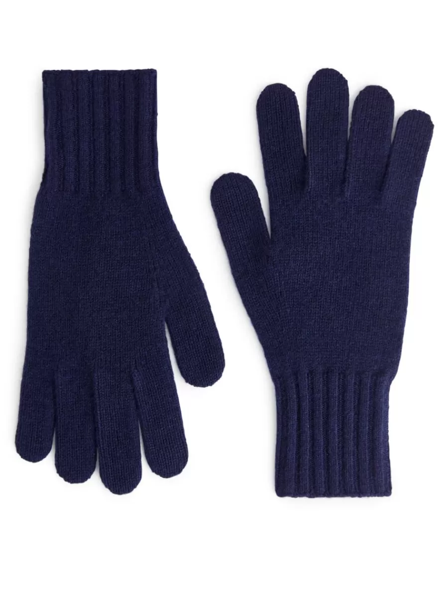 Discount ARKET Cashmere-Blend Gloves Dark Blue