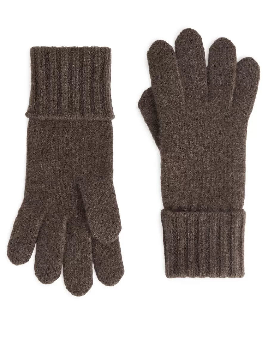 Discount ARKET Cashmere-Blend Gloves Brown