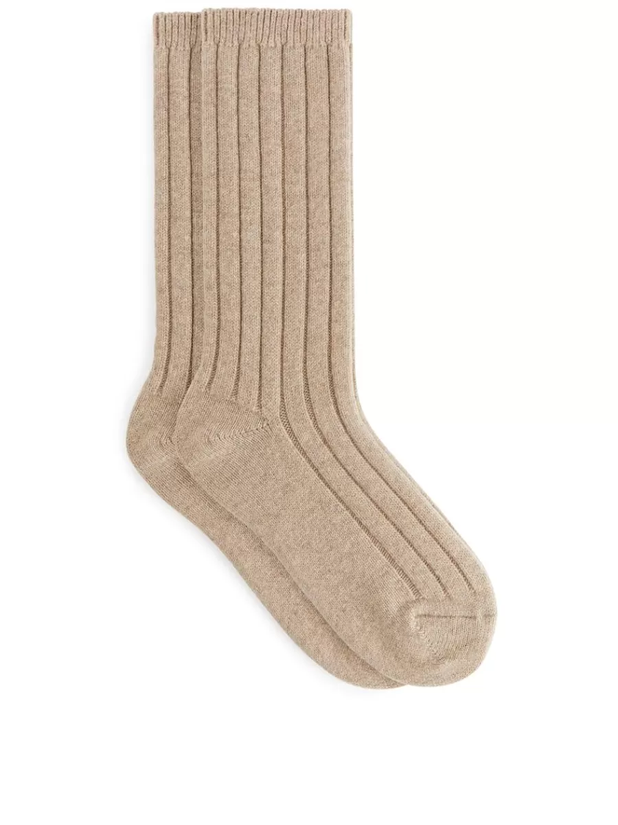 Flash Sale ARKET Cashmere-Wool Blend Socks Beige