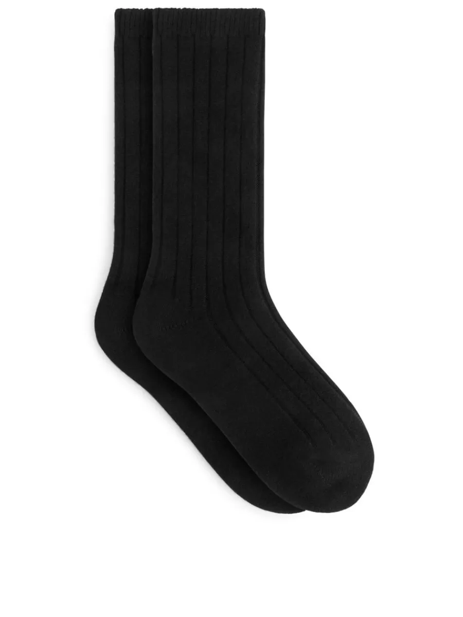 Sale ARKET Cashmere-Wool Blend Socks Black