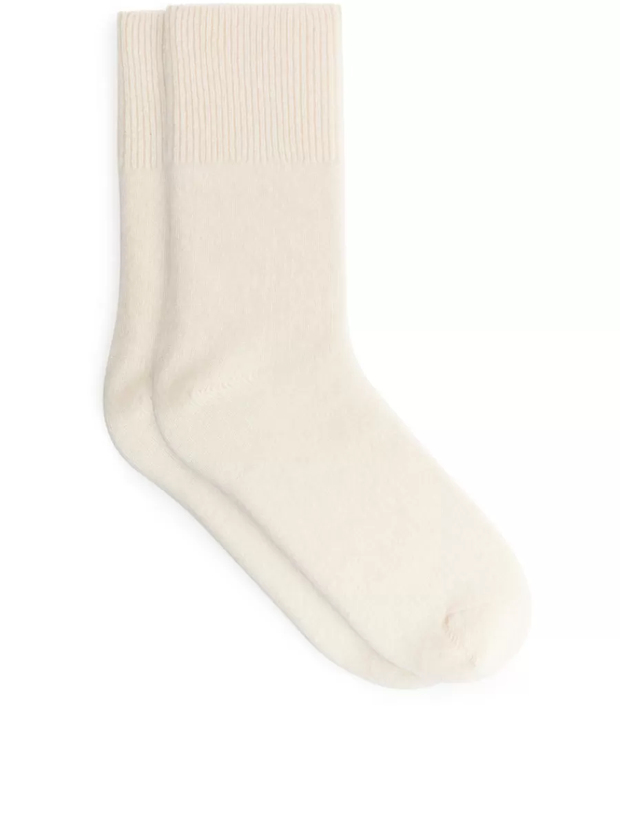New ARKET Cashmere-Wool Blend Socks White