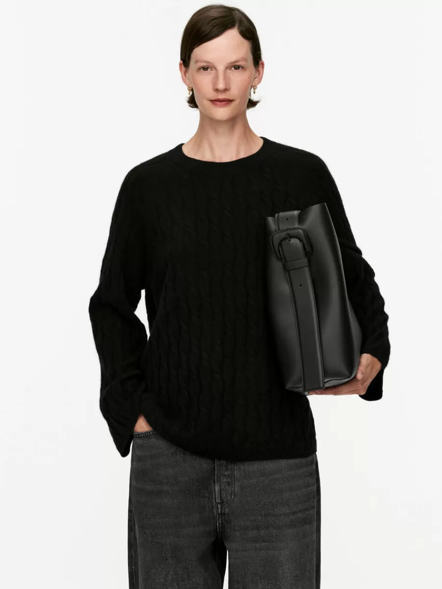 Cheap ARKET Cashmere-Wool Cable-Knit Jumper Black