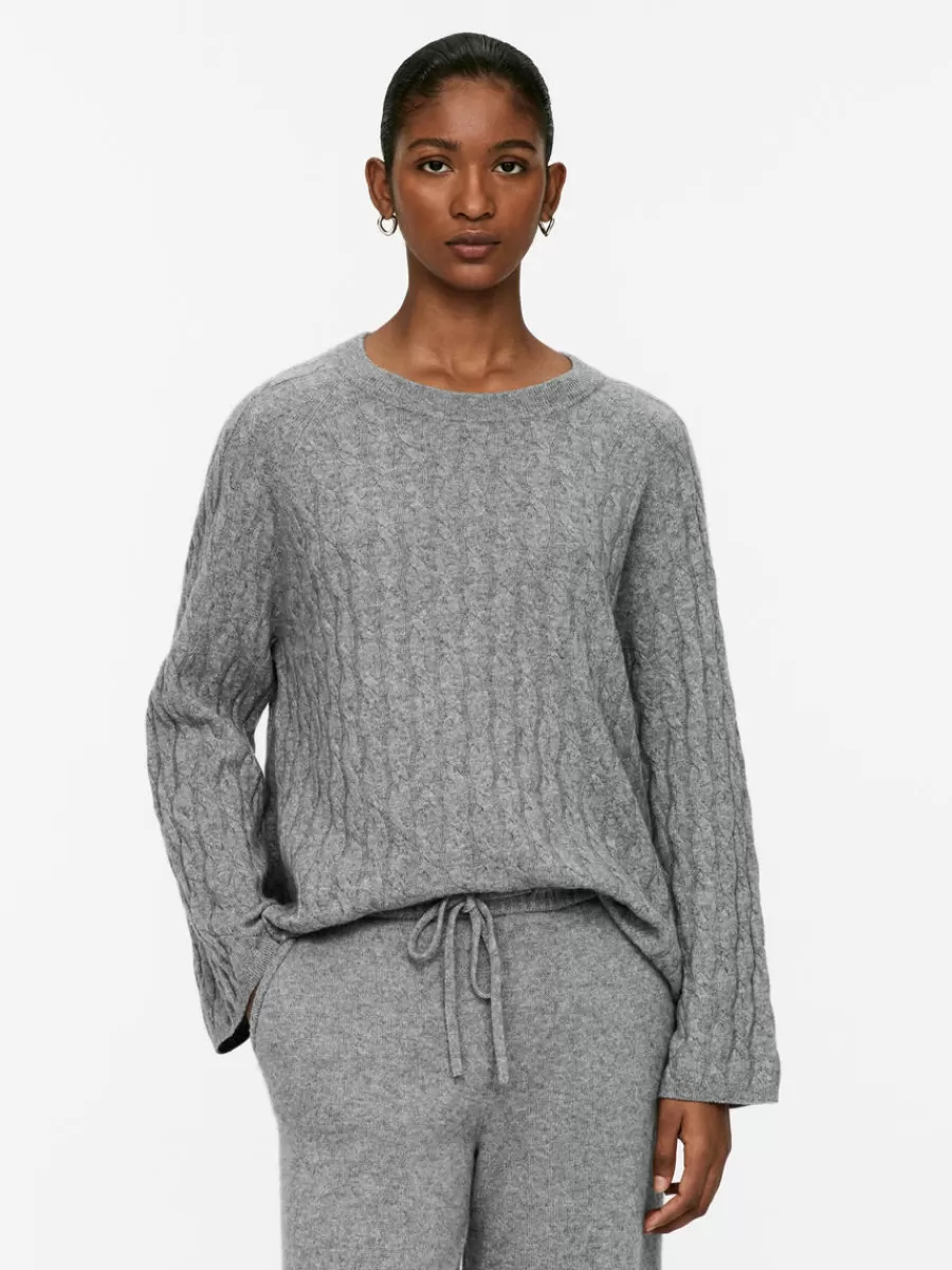 Discount ARKET Cashmere-Wool Cable-Knit Jumper Grey