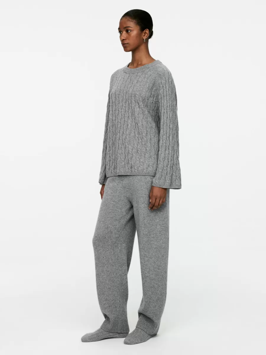 Discount ARKET Cashmere-Wool Cable-Knit Jumper Grey