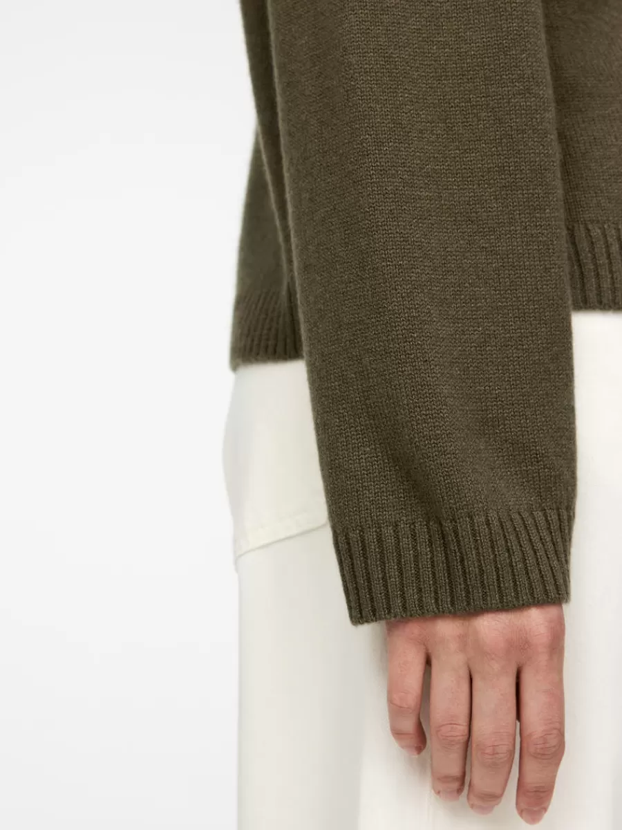 Cheap ARKET Cashmere-Wool Cardigan Khaki Green