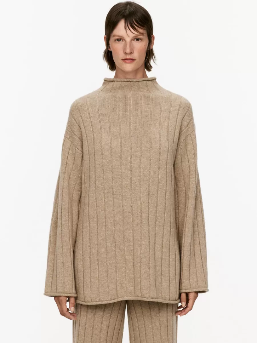 New ARKET Cashmere-Wool Rib Jumper Beige