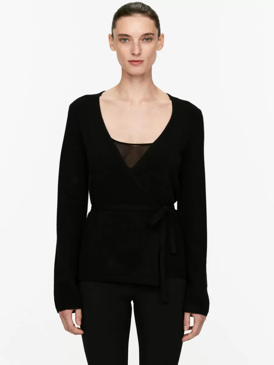 Best Sale ARKET Cashmere-Wool Wrap Cardigan Black