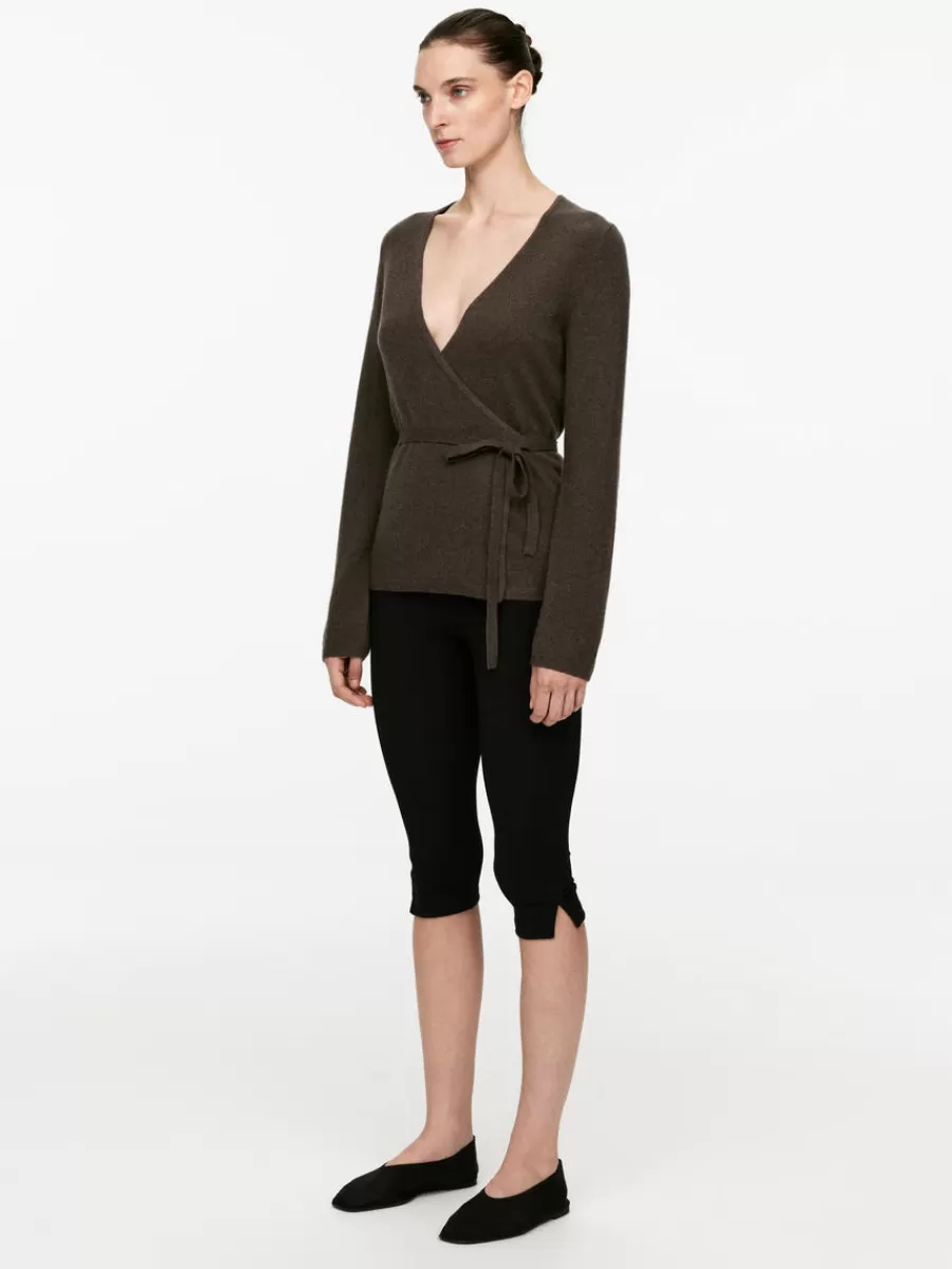 Cheap ARKET Cashmere-Wool Wrap Cardigan Dark Brown