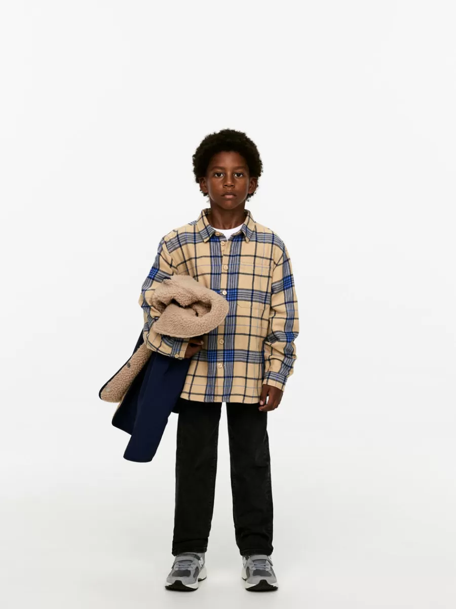 Online ARKET Checked Flannel Shirt Beige/Blue