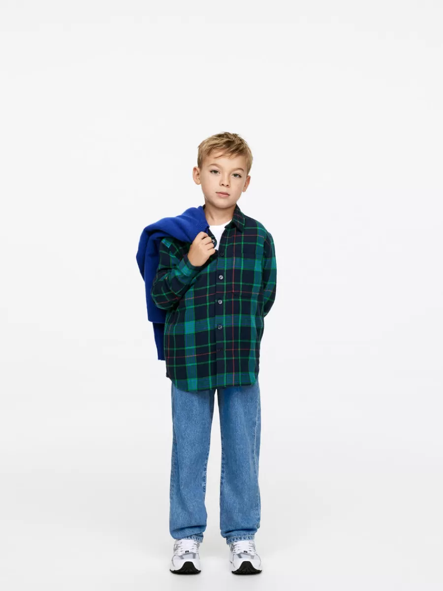 Best ARKET Checked Flannel Shirt Green/Blue