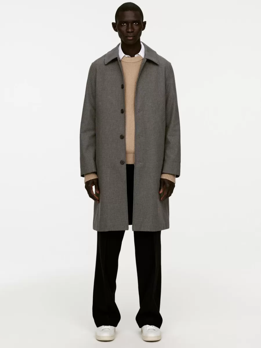 Clearance ARKET Checkered Car Coat Grey/Black