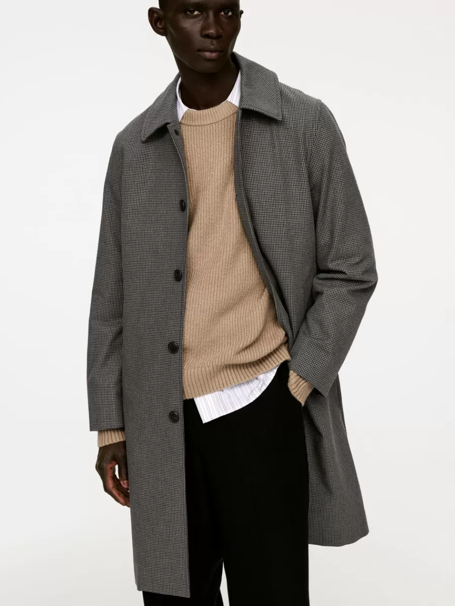 Clearance ARKET Checkered Car Coat Grey/Black