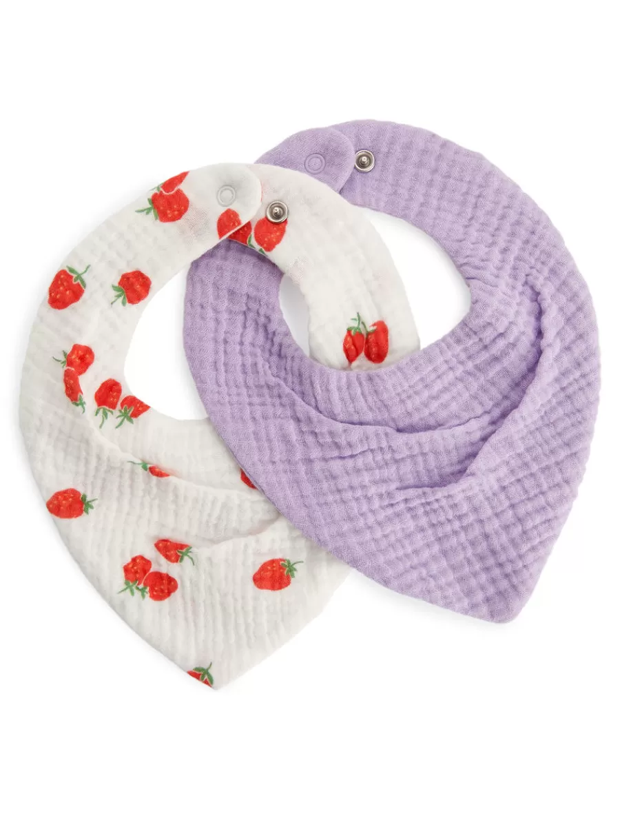 Discount ARKET Cheesecloth Bib, Set Of 2 White Print/Lilac