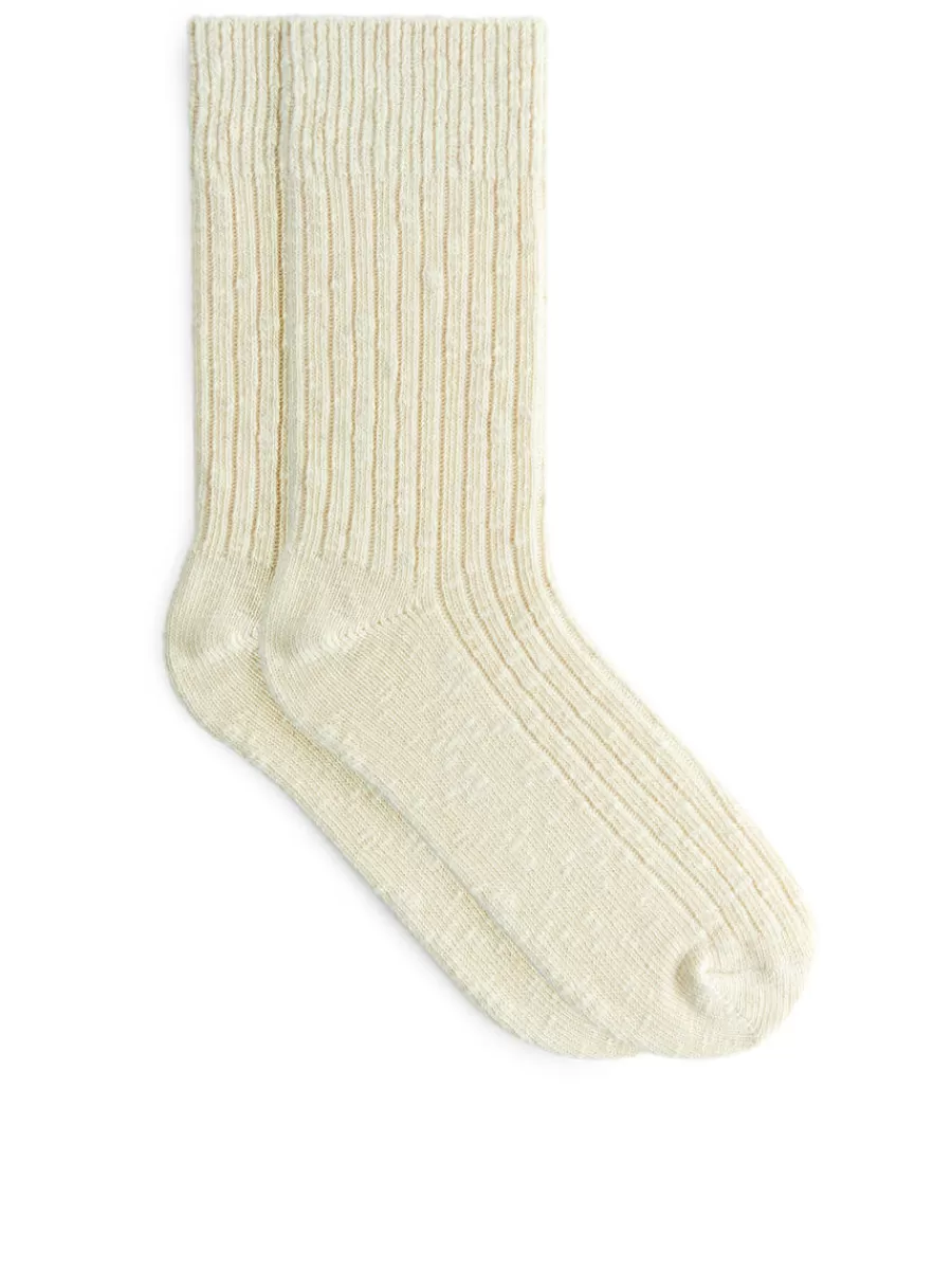Cheap ARKET Chunky Knit Socks Off-White