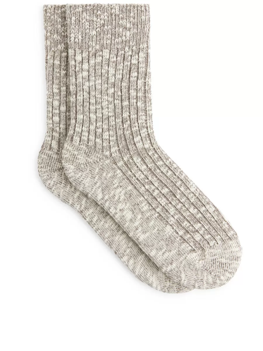 Online ARKET Chunky Knit Socks Mole Melange