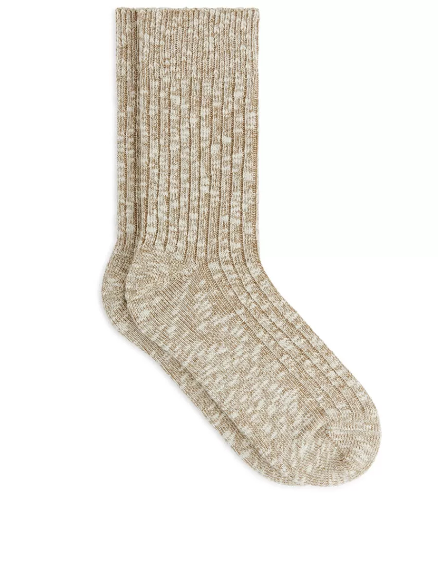 Online ARKET Chunky Knit Socks Beige Melange