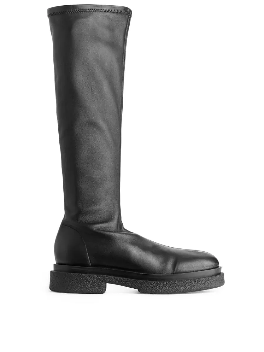 New ARKET Chunky Leather Boots Black