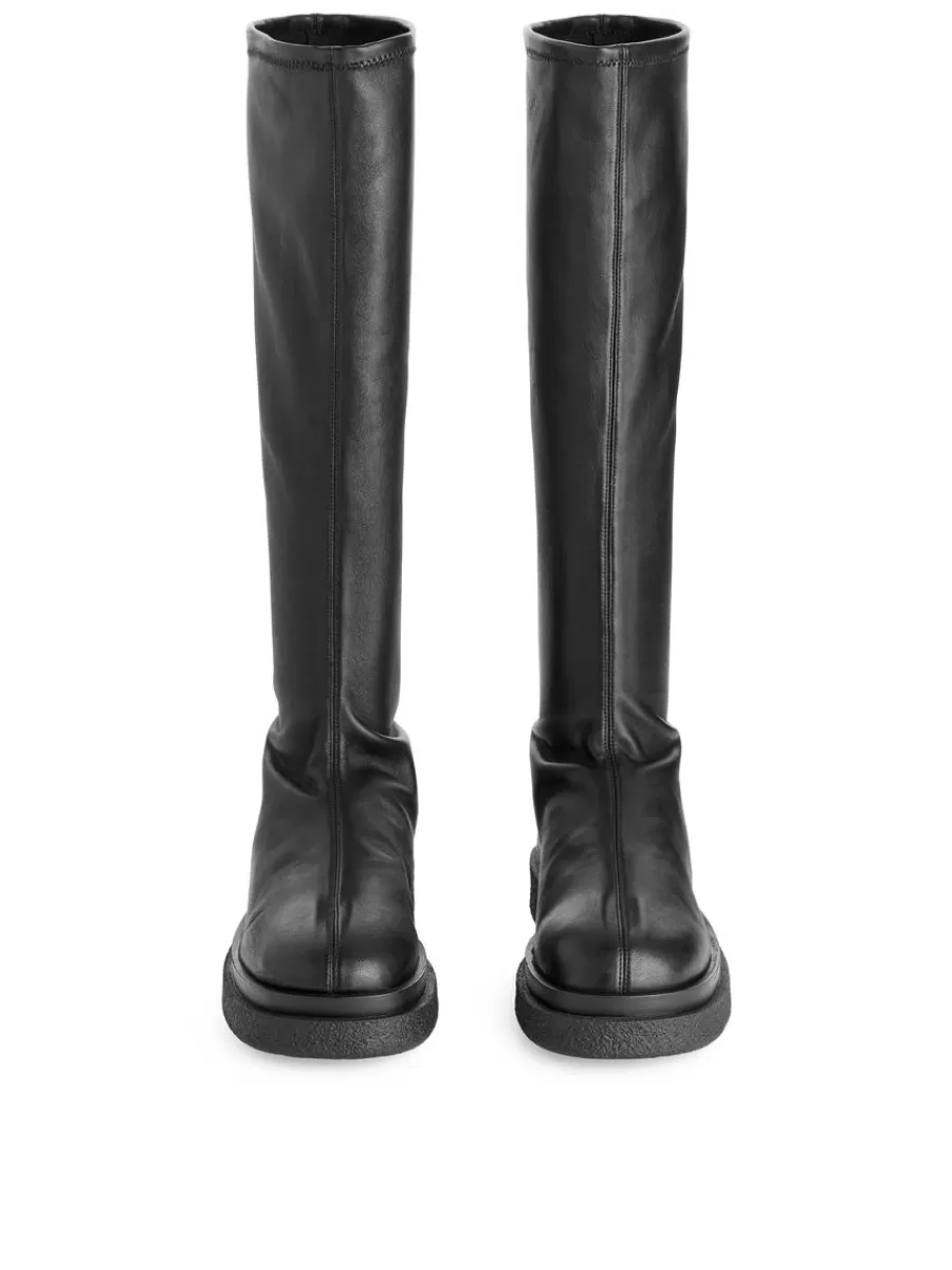 New ARKET Chunky Leather Boots Black