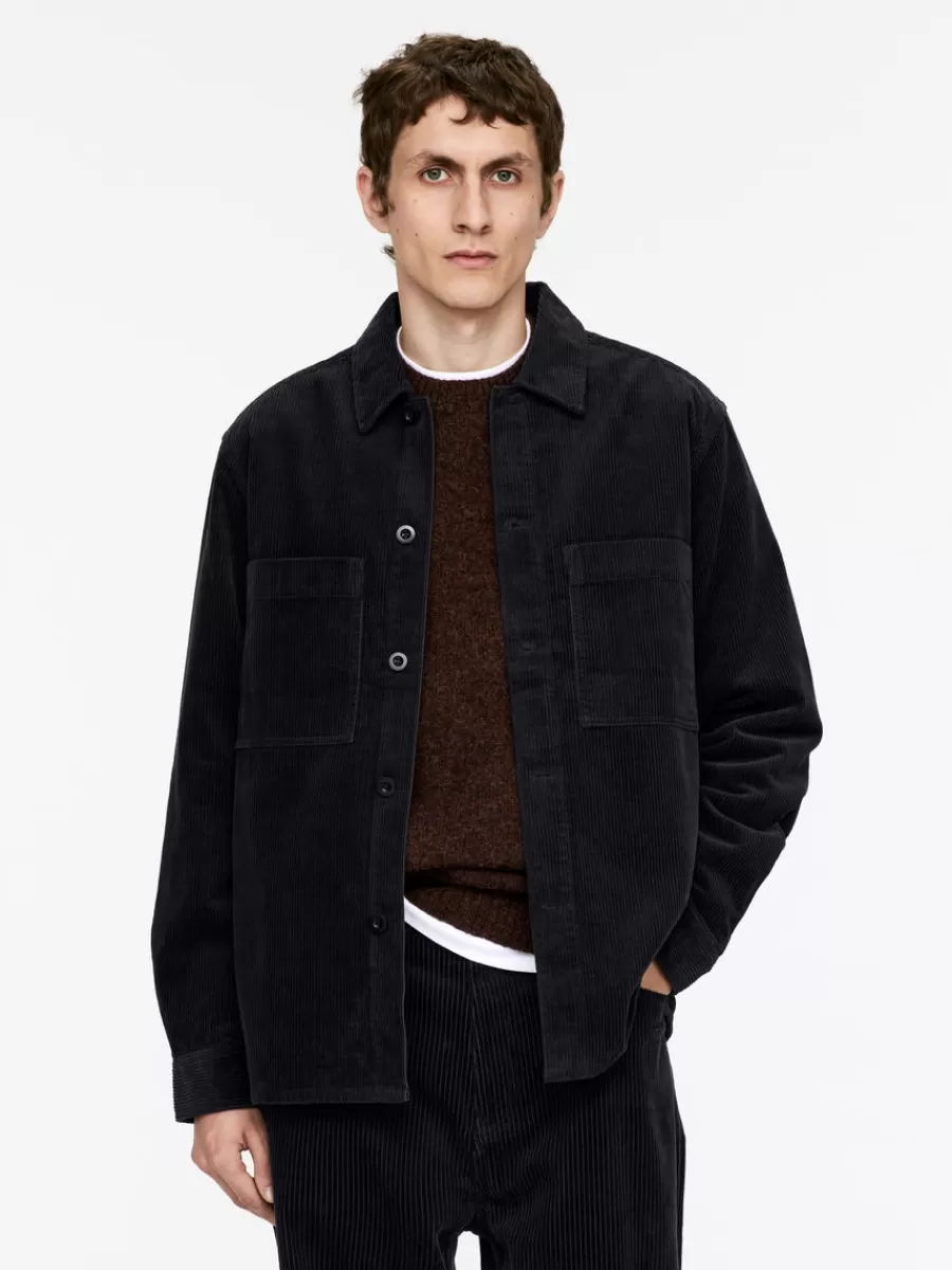 New ARKET Corduroy Overshirt Off Black