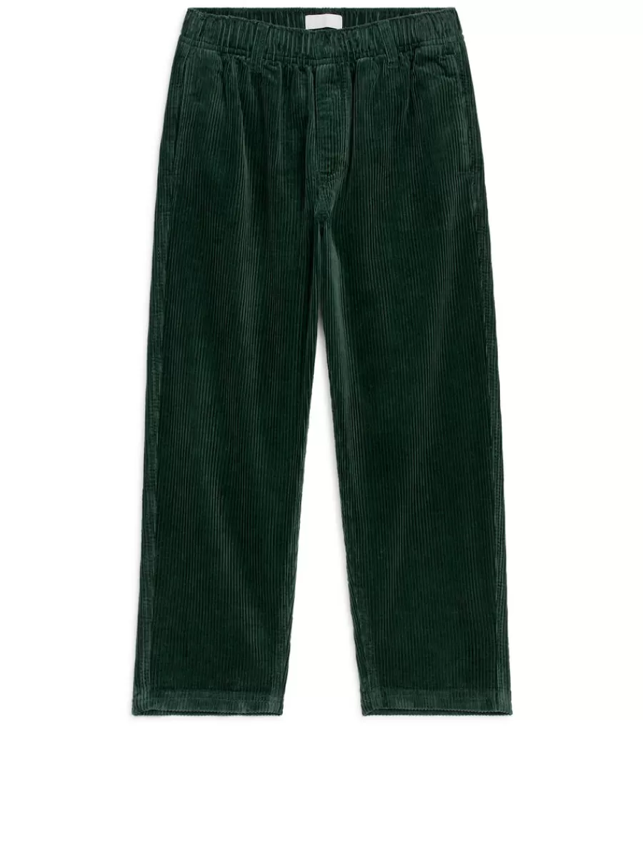 Online ARKET Corduroy Trousers Dark Green