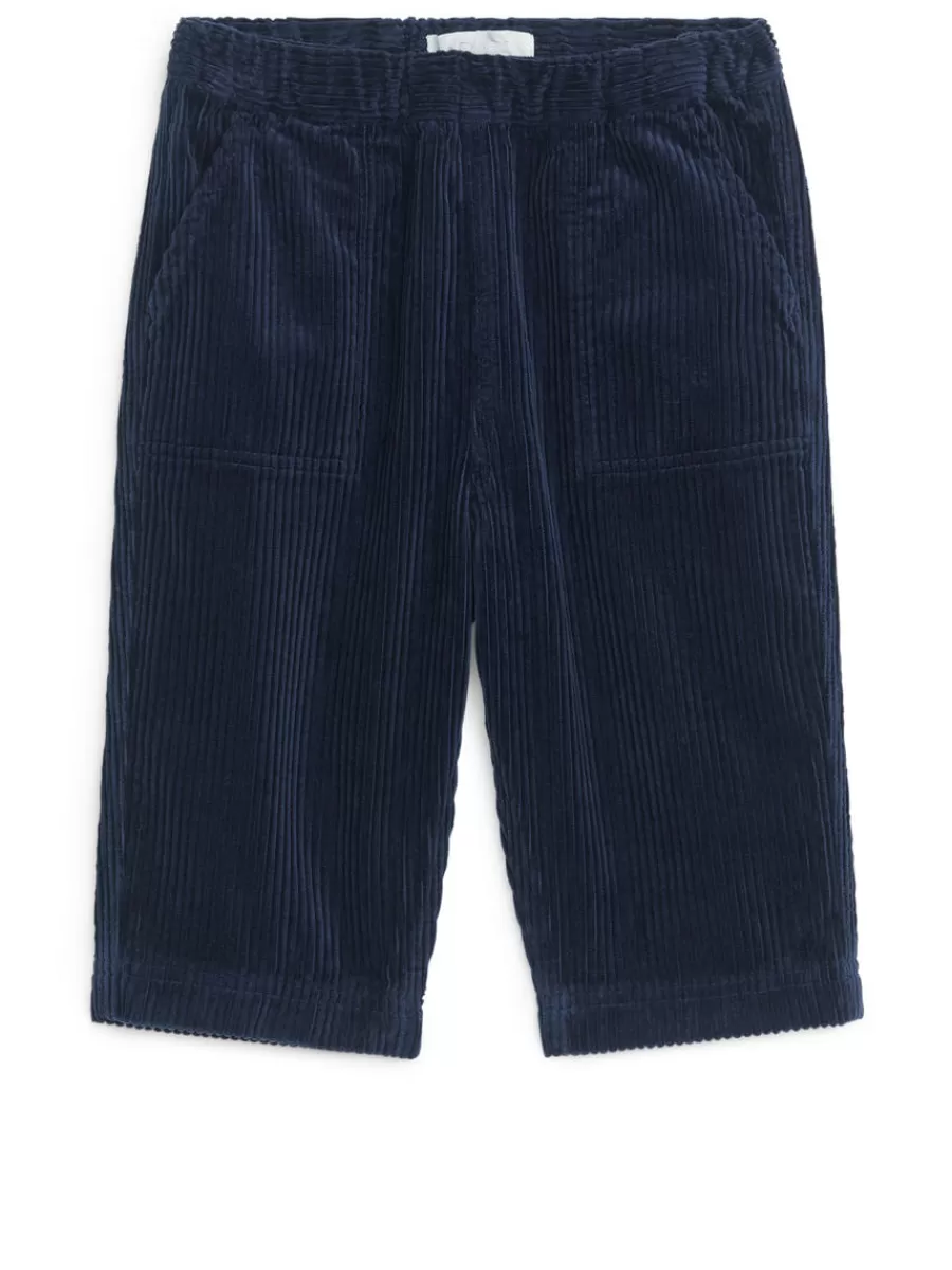 New ARKET Corduroy Trousers Dark Blue