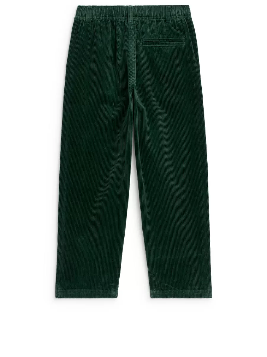Online ARKET Corduroy Trousers Dark Green