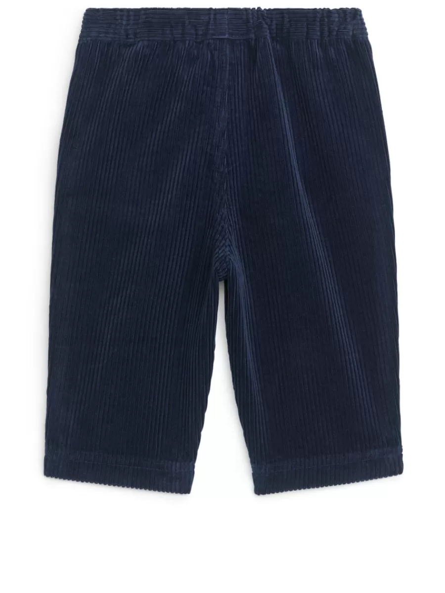 New ARKET Corduroy Trousers Dark Blue