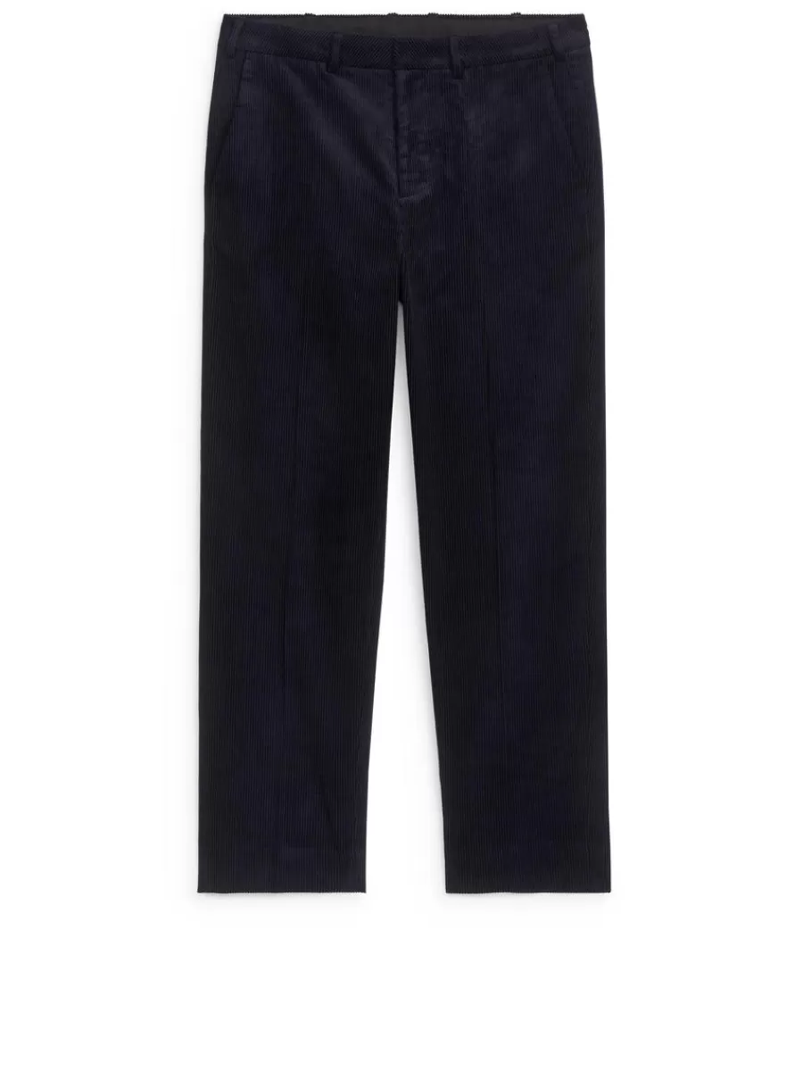 Hot ARKET Corduroy Trousers Dark Blue