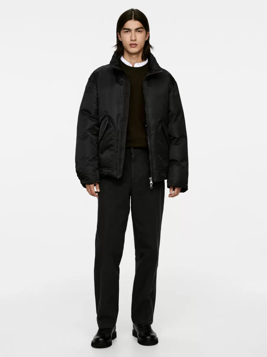 New ARKET Cotton Canvas Utility Trousers Off Black