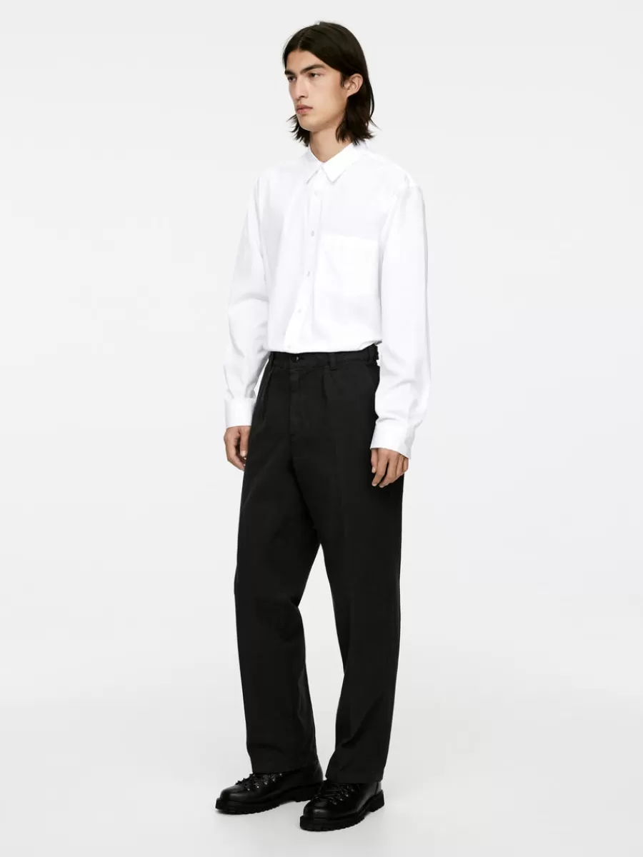 New ARKET Cotton Canvas Utility Trousers Off Black