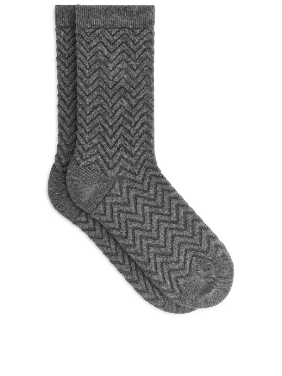 Best ARKET Cotton Chevron Socks Dark Grey