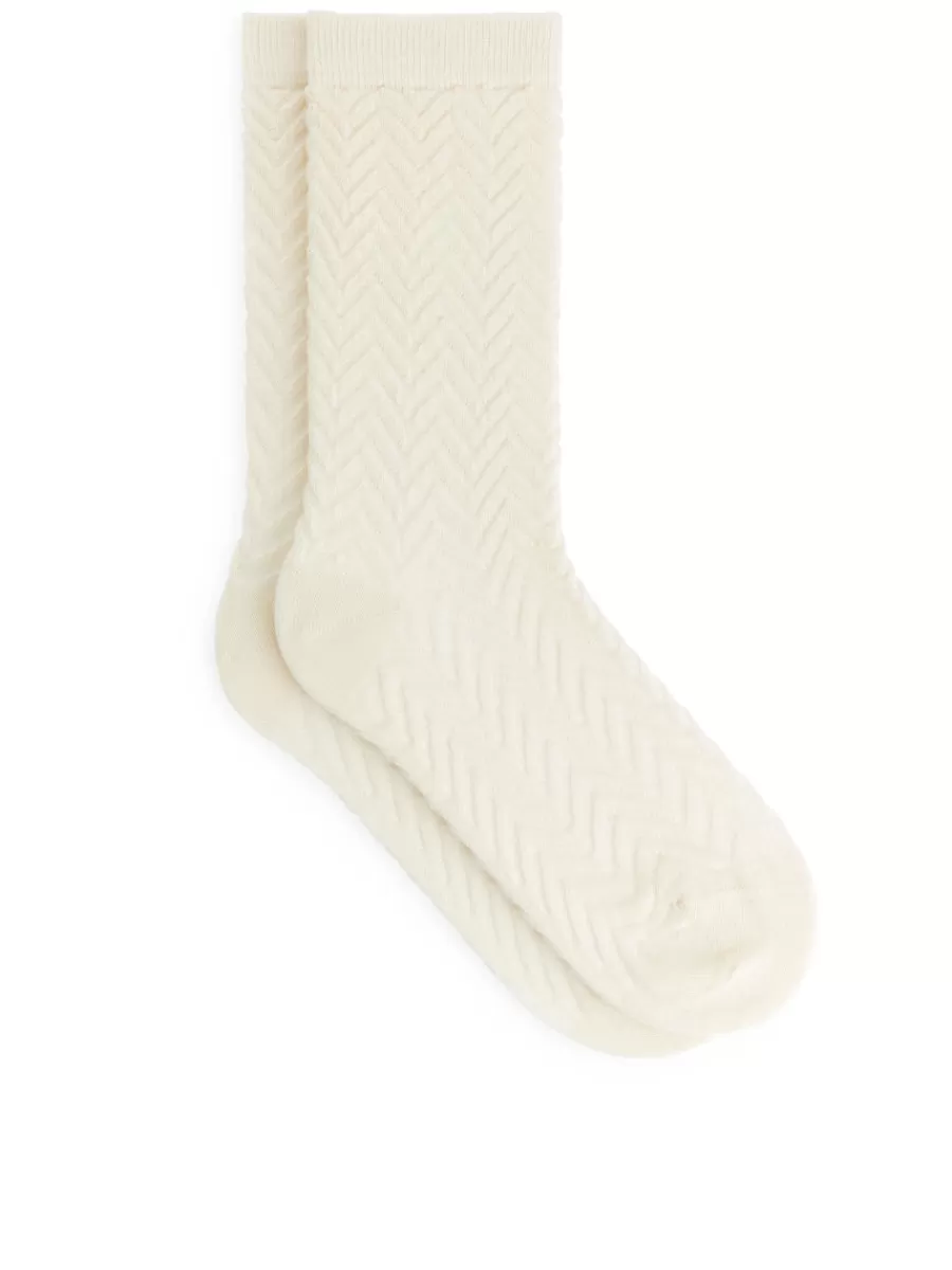Hot ARKET Cotton Chevron Socks Off White