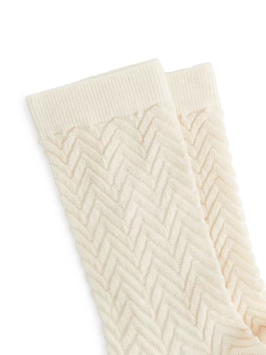 Hot ARKET Cotton Chevron Socks Off White