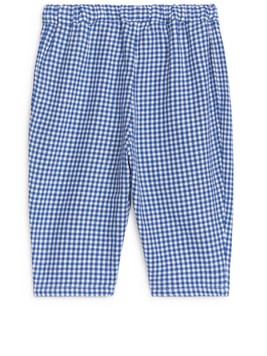 Discount ARKET Cotton Flannel Trousers White/Blue
