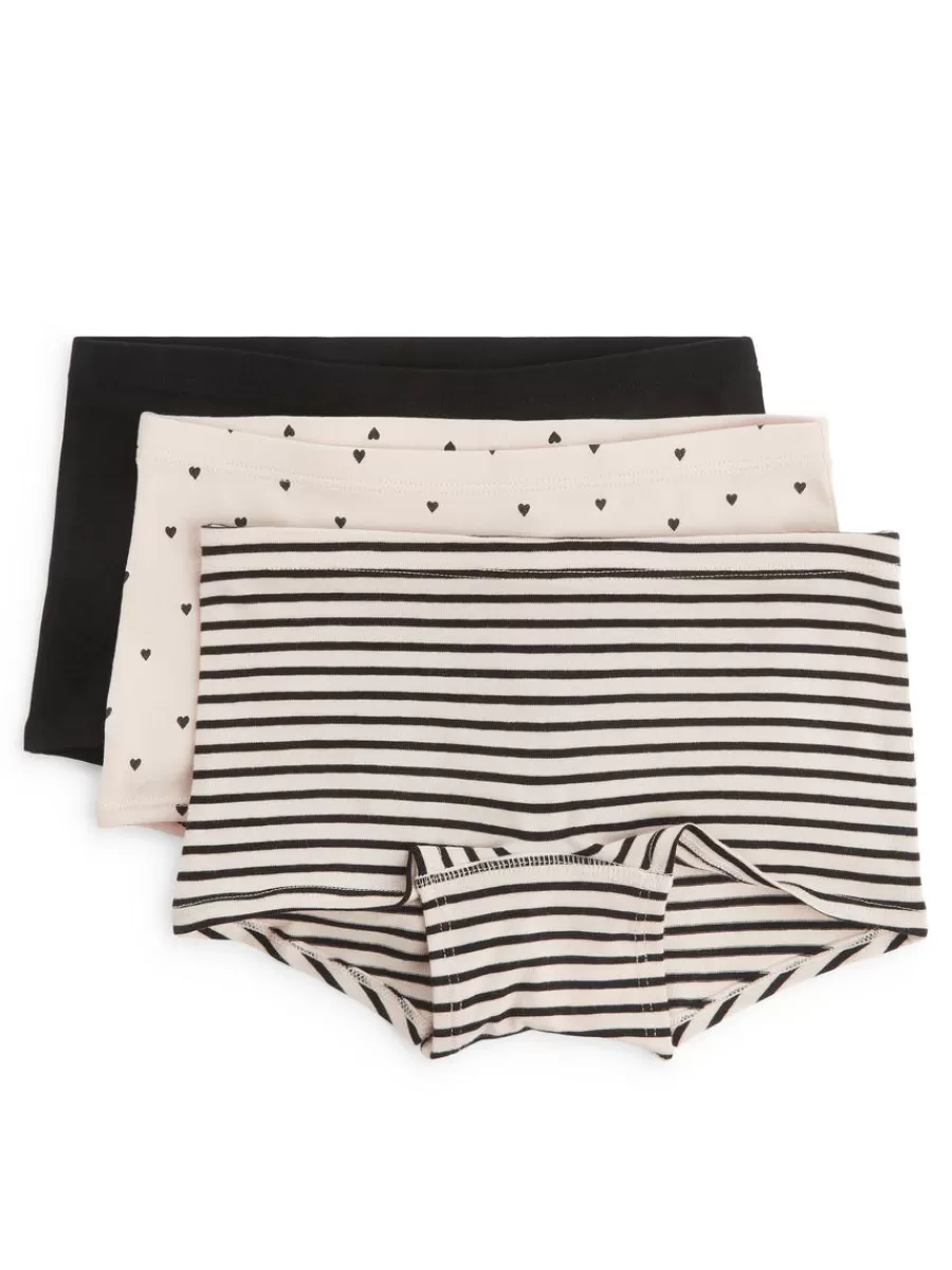 Store ARKET Cotton Jersey Boxers Set Of 3 Off White/Black