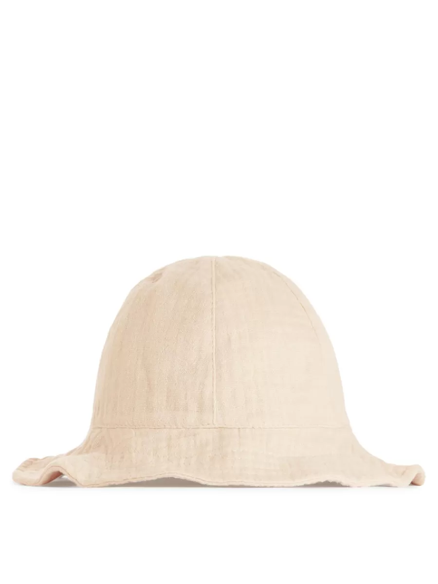 Shop ARKET Cotton Muslin Sunhat Light Beige