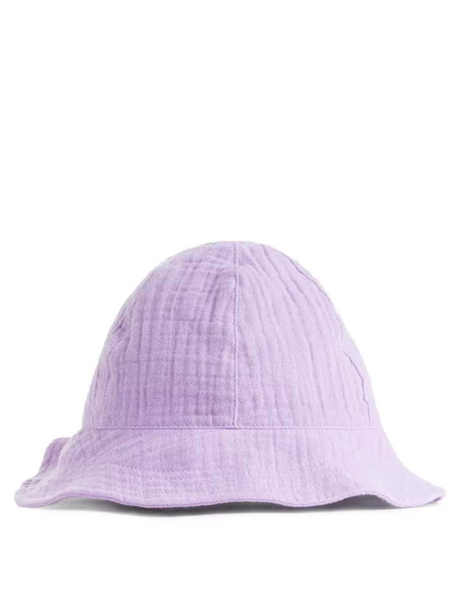 New ARKET Cotton Muslin Sunhat Lilac