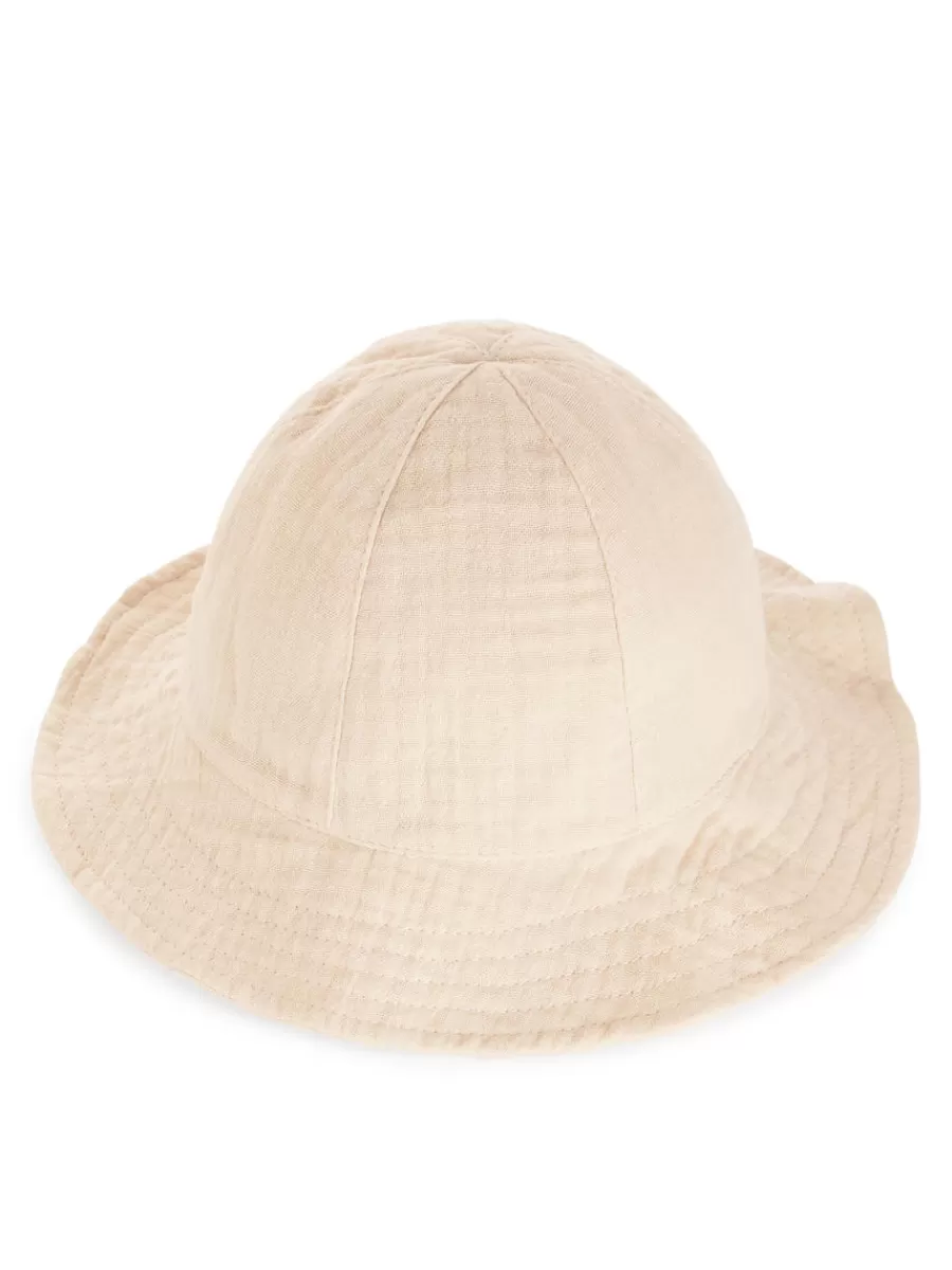 Shop ARKET Cotton Muslin Sunhat Light Beige
