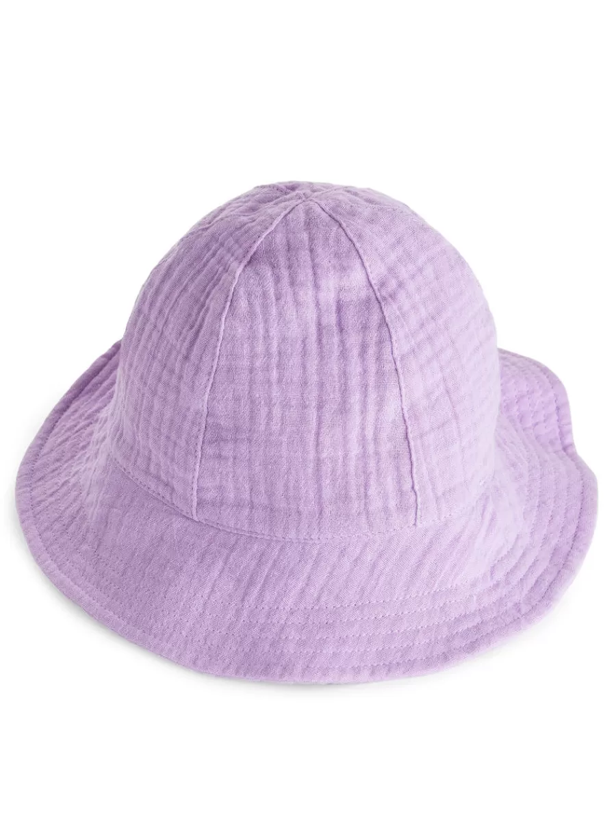 New ARKET Cotton Muslin Sunhat Lilac