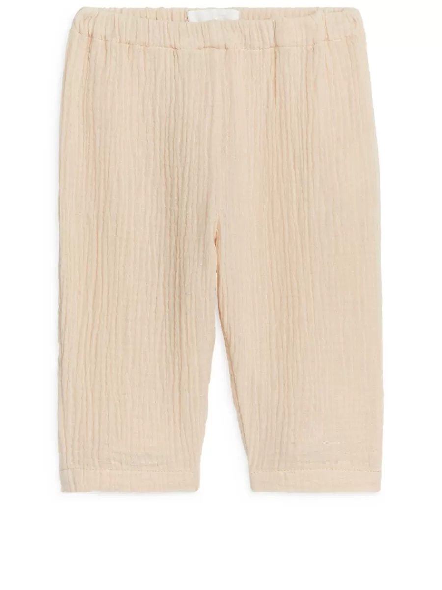 Best ARKET Cotton Muslin Trousers Light Beige