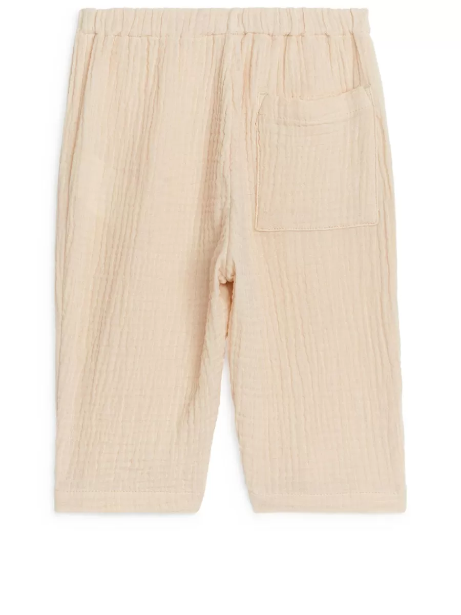 Best ARKET Cotton Muslin Trousers Light Beige