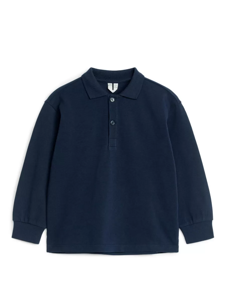 Flash Sale ARKET Cotton Polo Shirt Dark Blue