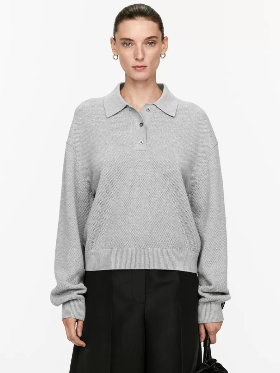 Cheap ARKET Cotton Polo Shirt Grey