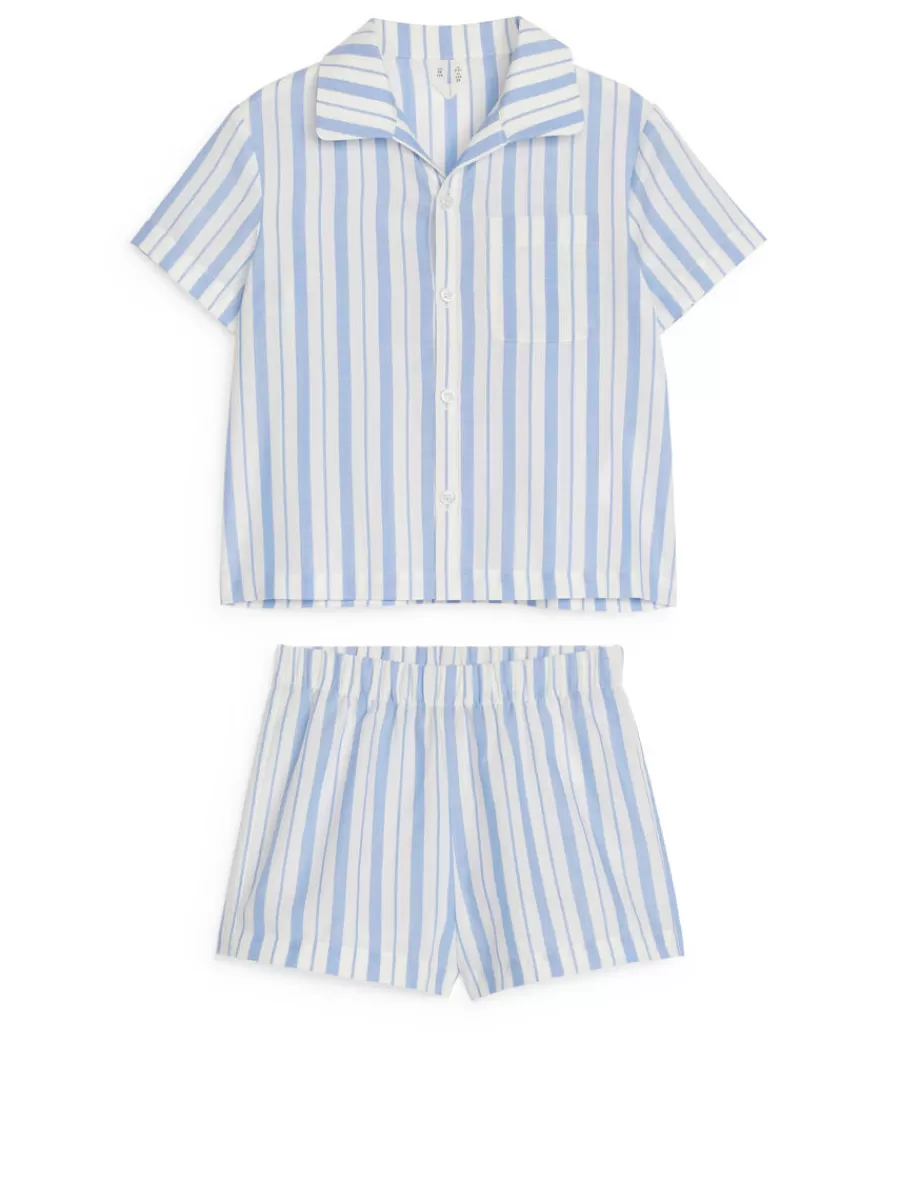 Shop ARKET Cotton Pyjama Set Blue/White