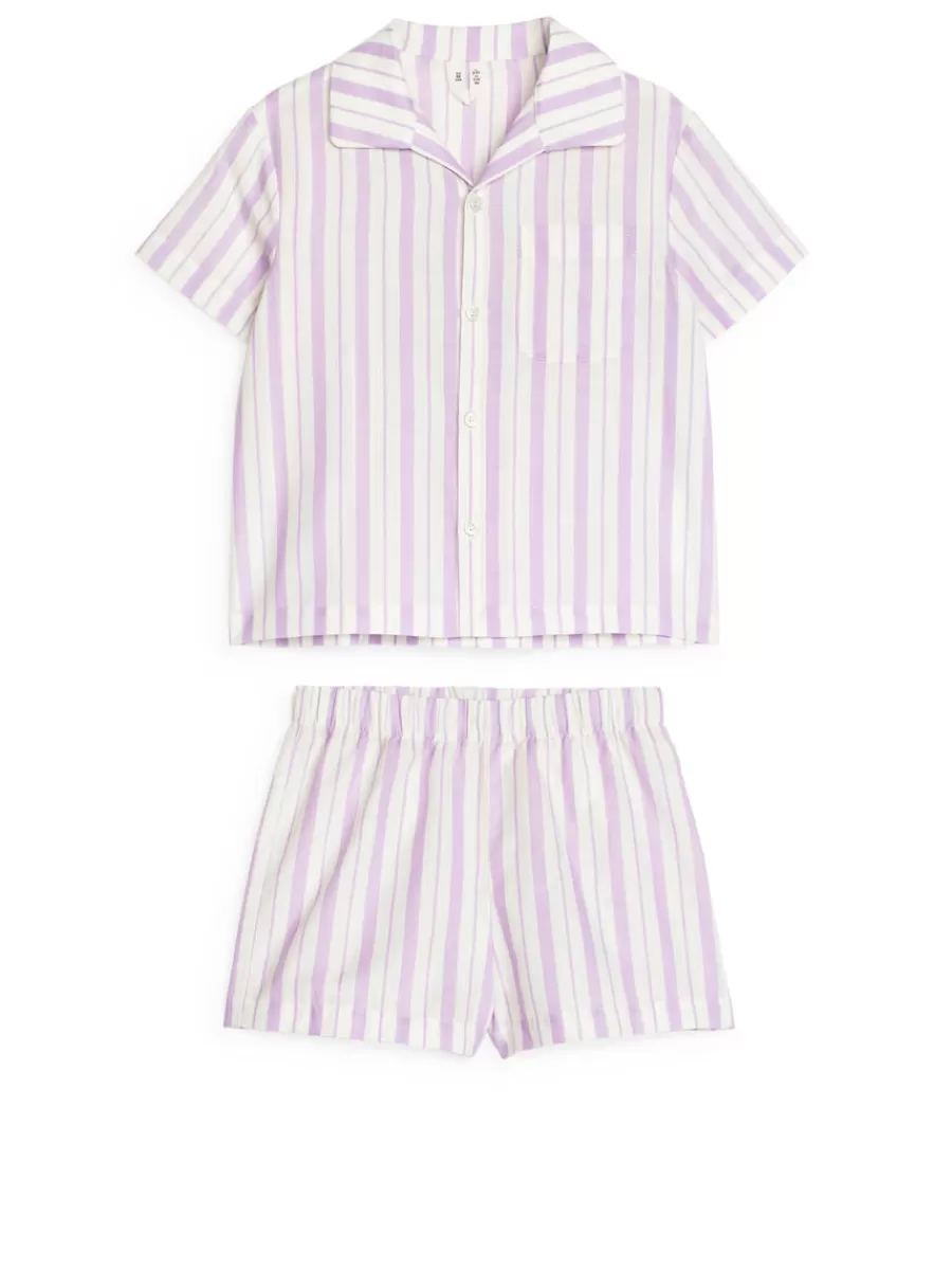 Cheap ARKET Cotton Pyjama Set Lilac/White