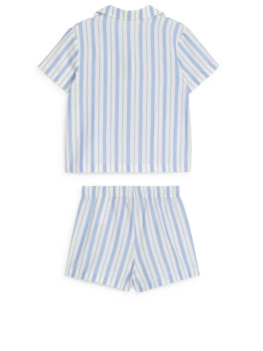 Shop ARKET Cotton Pyjama Set Blue/White