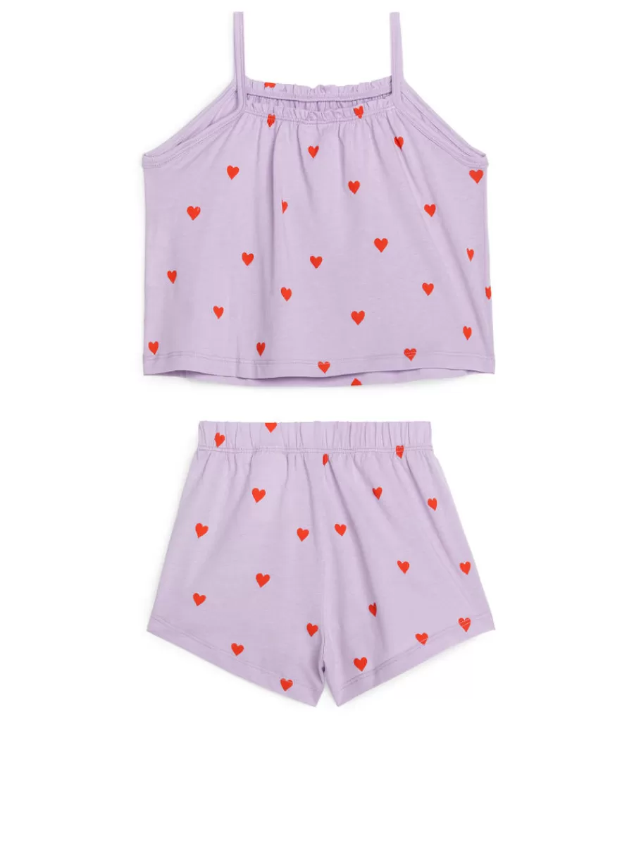 Shop ARKET Cotton Pyjama Set Lilac